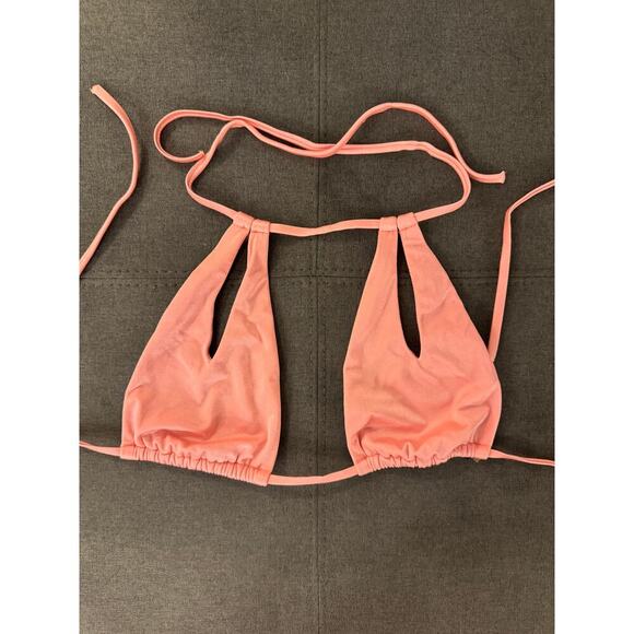 Victoria's Secret Peach Metallic Halter String Tie Bikini Swim Top Size Medium - Picture 2 of 6